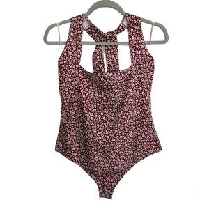 Free People Red Floral Bodysuit